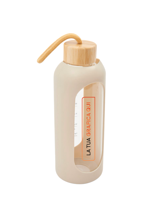 Borraccia in bambú, vetro e silicone (750 ml)
